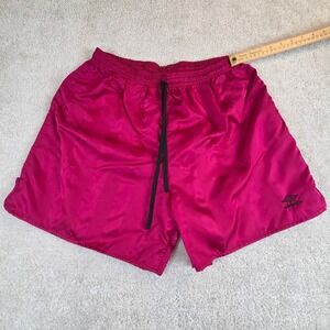 VTG Umbro Soccer Shorts Men XL Magenta Pink Striped Nylon Shiny Sprinter USA 90s